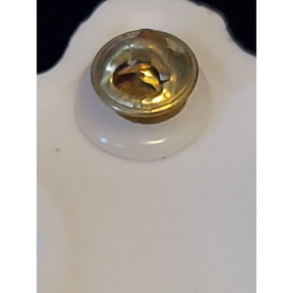 Cream Painted Ceramic Angel Holding Mini House Christmas Holiday Pin Brooch - Picture 5 of 7